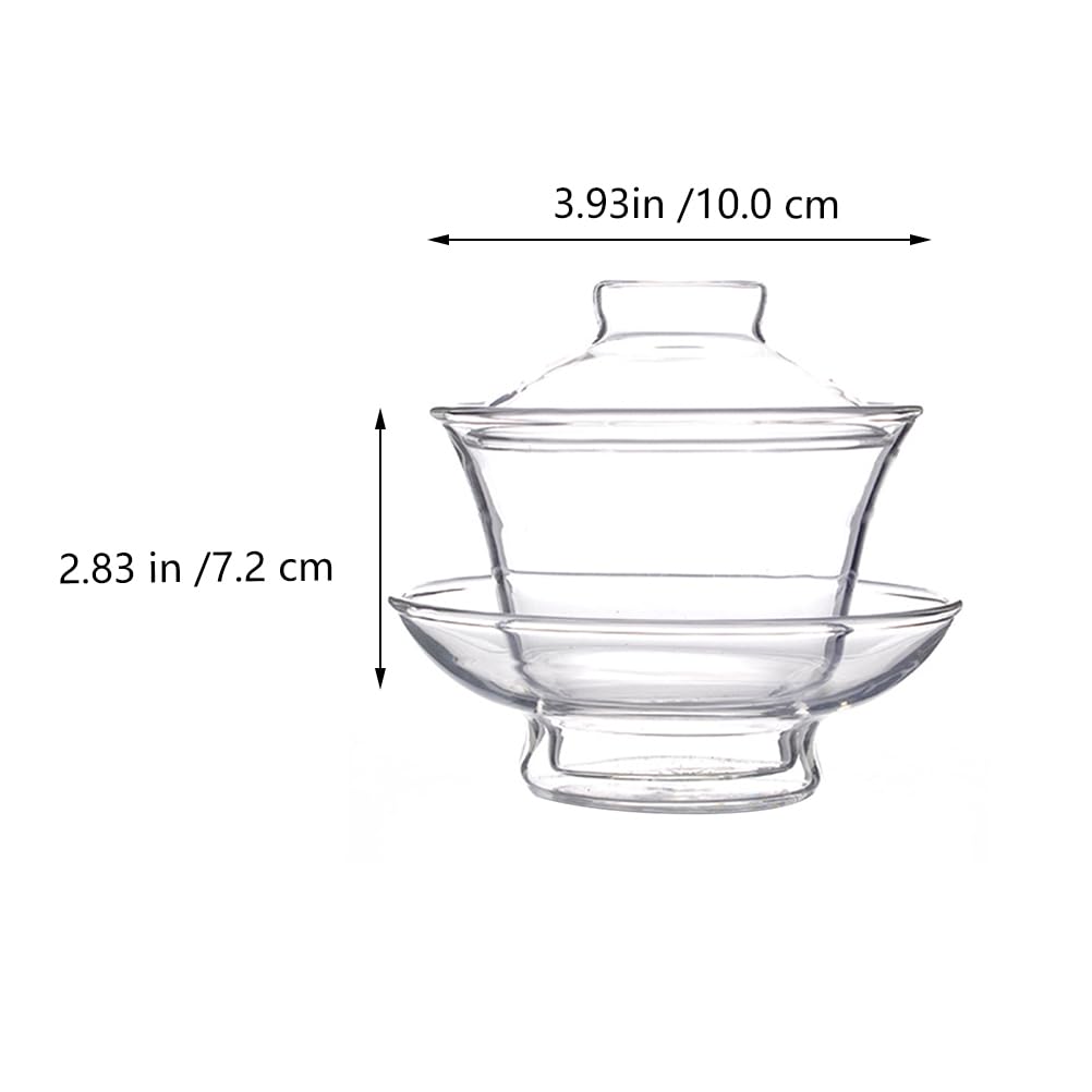 TOYANDONA Tazza da tè trasparente con coperchio in vetro spesso cinese, tradizionale, resistente al calore, fatta a mano, per tè Gongfu