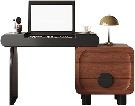 Vanity Table Dressing Table Vanity Desk with Flip Top Mirror, Makeup Vanity with Storage Cabinet, Farmhouse Makeup Vanity Desk for Bedroom, Wood Home Office Desk