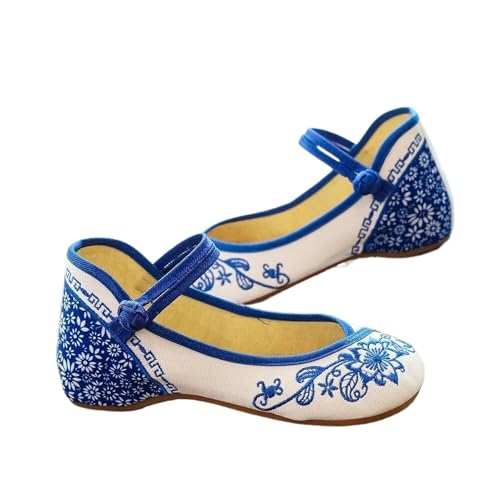 Ballerines brodées en toile femme pour vos promenades d'été style vintage