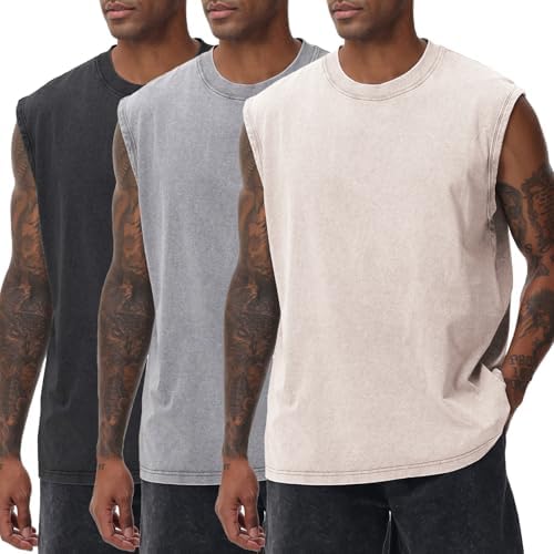 Mens Workout Tank Tops Sleeveless Tee Shirts Men Muscle Shirt Gym...