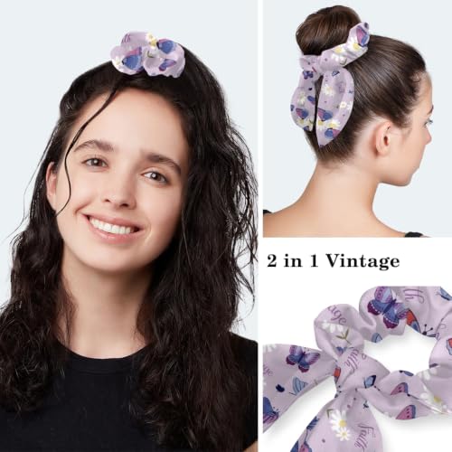 Image of Butterfly Scrub Cap Women with Ponytail & Buttons Adjustable Surgical Nurse Hat with Cotton Sweatband for Long Hair