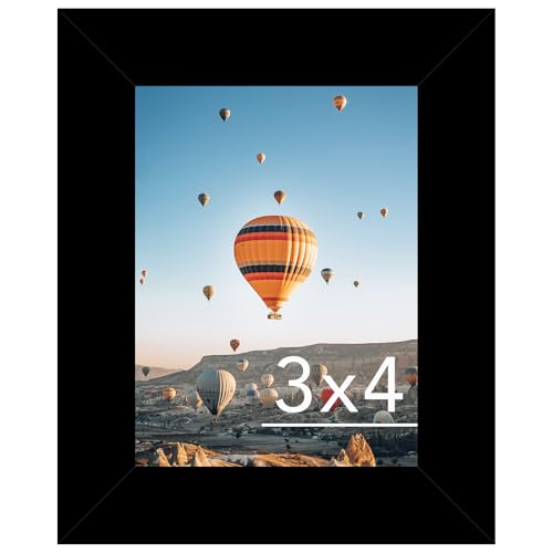 Image of JCJMY 3x4 Picture Frame Black for Tabletop or Wall, 3 x 4 Wall Gallery Poster Photo Frame with Shatter Resistant Plexiglass, Black