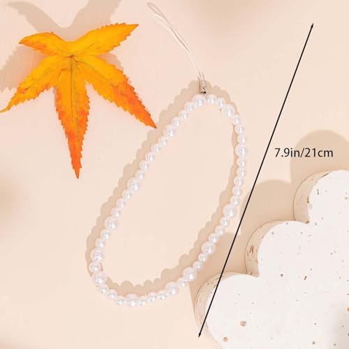 Staqlo Pearl Beaded Phone Charm Wrist Strap Handmade Digital Camera Wristlet Chain Lanyard for Cell Phone Case Keychain Wallet Bag Women Anti-Loss Beaded Bracelet Compatible with iPhone 17 Pro Max 16 15 Samsung Pixel - 4