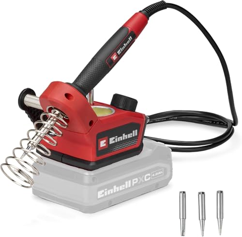 Einhell Akku-Lötkolben TE-SI 18/480 Li E - Solo Power X-Change (18 V 200 C - 480 C zum Weichlöten LCD-Display inkl. 2x Punktspitzen 1x Flachspitze & Lötzinn)