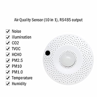 All in one RS485 Modbus Noise+Illumination+CO2+TVOC+HCHO+PM2.5+PM10+PM1.0+Temperature+Humidity Air Quality Sensor