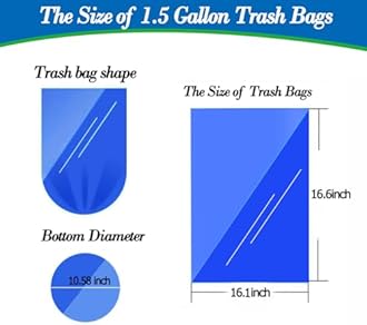 1.5 Gallon 120 pcs Small Black Trash Bags, Strong 1.3 Gallon 1.5 Gallon 1.6 Gallon Garbage Bags, Bathroom Trash Can Bin Liners,Mini Bags Waste Basket Liner,Fit 5-6 Liter, 1.5 Gal-Black-120