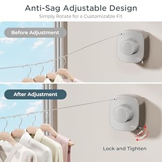 FORIOUS Retractable Clothesline Indoor, 13.8 Ft Non-Sagging Outdoor Clothes Line, Rustproof All Stainless Steel Heavy Duty Clothes Drying Laundry Line, Screw Wall Mounted for Bathroom, Brushed Nickel