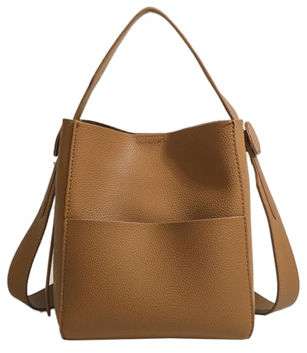 Image of Bucket Tote Purses for Women Designer PU Leather Shoulder Crossbody Bag Large Top Handle Satchel