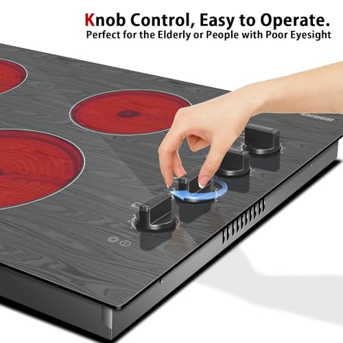 Karinear KNC-D46703-LH06 30 Inch 4 Burners Electric Cooktop, Knob Control Electric Stove Glass Cooktop thumb #2
