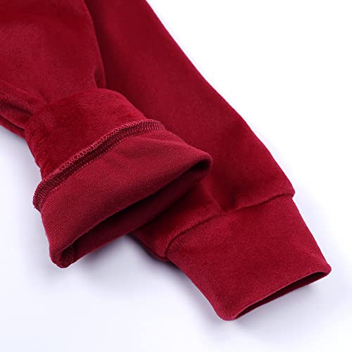 MYGBCPJS Boys Girls 2 Pcs Velvet Sweat Suit Outfits Toddler Kids Long Sleeve Pullover Hoodie + Elastic Waist Sweatpants Set4