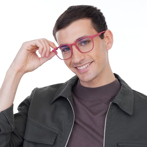 Image of HUSTLR Lenskart | Zero Power Bluecut & Antiglare Computer Eyeglasses | Full Rim Square Shape | As Seen On Shark Tank | For Men & Women | Medium | LB E14058-W