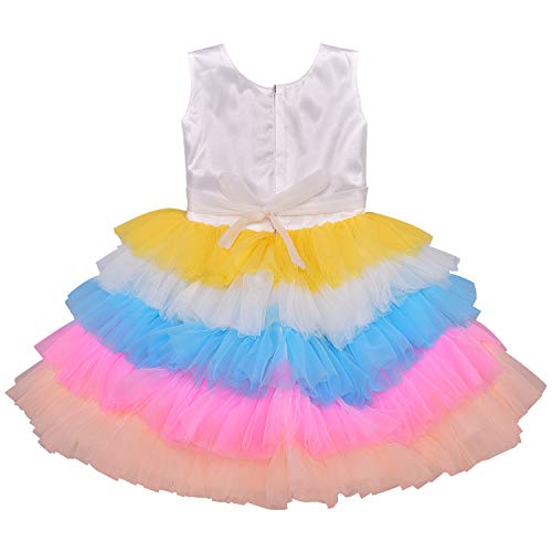 Image of Wish Karo Baby Girls' Knee Length Dress (Fe2637Mltnw 6-12 Months Multicolour 6-12 Months)