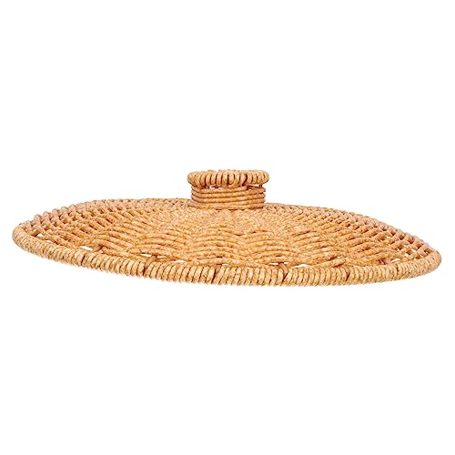 Alipis Round Imitation Rattan Trash Can Lid Dustproof Cover for Waste Bin Elegant Household Decor Versatile Use for Storage and Trash Smooth Finish Fits Standard Baskets