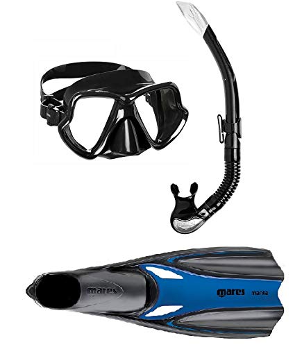 Set de esnórquel Mares Wahoo Manta negro azul 40/41 para buceo de superficie