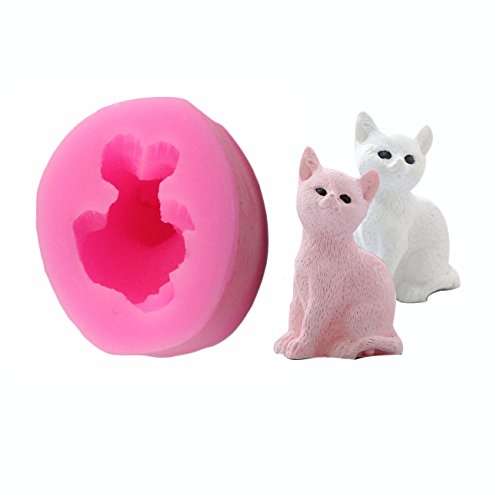 Moldfun 3D Kitten Candle Mold Small Size Cute Cat Silicone Mold For Fondant, Mini Soap, Polymer Clay, Wax, Crayon #TOP19