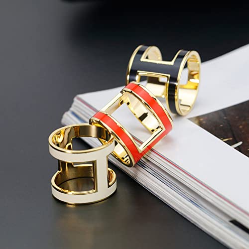 Image of H-Shaped Titanium Steel Women's Scarf Buckle, 4 Pcs Three-Ring Scarf Buckle, Non-snagging Letter Scarf Buckle, Small Enamel Buckle Accessories (White /Red /Black /Pink)