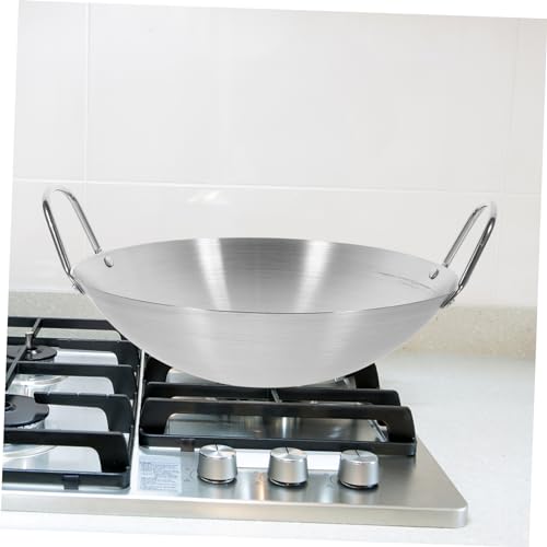 Wok de acero inoxidable Homoyoyo con doble mango práctico miniatura 6