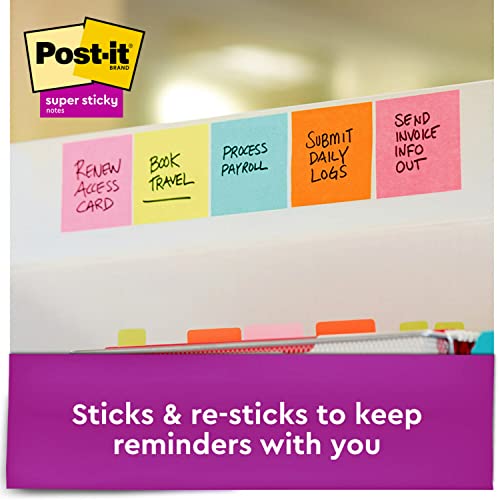 Image of Post-it Super Sticky Notes, 3 inch x 3 inch, Miami Collection, 24 Pads per Pack, 90 Sheets per Pad (654-24SSCYM)