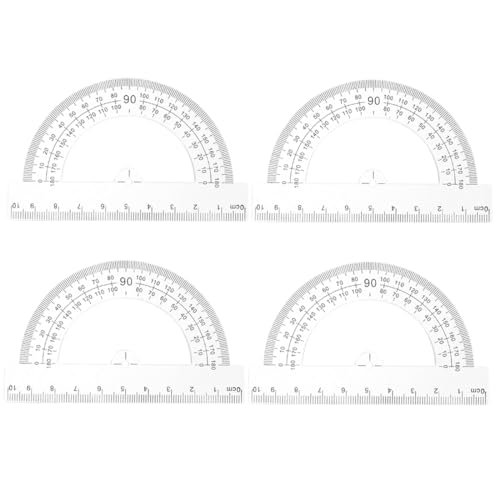 4 Piezas Transportador de 180°, Transportador Semicircular Plástico, Herramienta de Geometría Matemátican para Material Oficina Escolar
