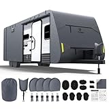 Fonzier RV Cover 18-20ft: Extra Thick 7 Layers Travel Trailer Cover with 4 Tire Covers, Waterproof Camper Cover, Extra Windproof Ropes, Gutter Cover, Rip-Stop Anti-UV