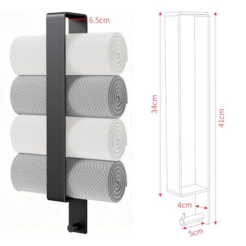 Handtuchhalter Ohne Bohren, Bethom 41CM Gästehandtuchhalter Selbstklebend, Edelstahl Handtuchhalter Schwarz Matt mit 2 Handtuchhaken, Handtuch Halter Wandmontage für Badezimmer