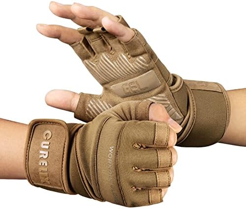 CURELIX Workout Gloves for Men & Women Weight Lifting Gloves with Wrist Wraps Support for Gym Training, Fitness, Hanging, Pull ups. Ultra Ventilated, Full Palm Protection (WG-1, M)