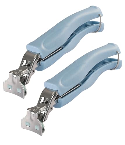 SPTECHMAKE Stainless Steel Anti-Scalding Hot Bowl Dish Plate Gripper Clips Tongs Clamp Holder for Moving Hot Plate or Bowls with Food Out from Instant Pot Microwave Oven (2, Blue)