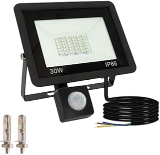 30W Security Lights Outdoor Motion Sensor, 3000LM LED Outside Lights with Sensor, 6000K Daylight White PIR Floodlight, IP66 Waterproof LED Outdoor Security Lights for Garden, Garage, Backyard