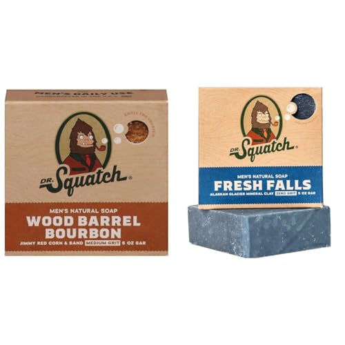 Dr-Squatch-Mens-Soap-5-Oz-Wood-Barrel-Bourbon-Medium-Grit-Bar-Fresh-Falls-Zero-Grit-Bar-2-Pack Dr Squatch Mens Soap 5 Oz Wood Barrel Bourbon Medium Grit Bar Fresh Falls Zero Grit Bar 2 Pack
