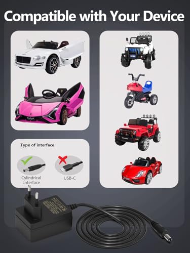 MJXYXCDH 12V Ladegerät für Kinder Elektroautos, 1.8m Netzteil Ladekabel Universal für Fahrspielzeug Motorrad, SUV, ATV Auto usw Adapter, Batterieladegerät für elektrische Fahrt auf Toys【5.5 x 2.1 mm】