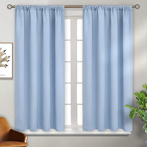 BGment Baby Blue Room Darkening Curtains for Short Window - Rod Pocket Thermal Insulated Blackout Curtain Drapes for Nursery Kids Bedroom, 42 x 45...