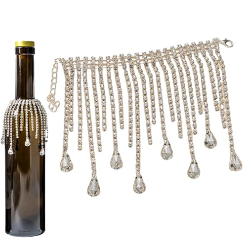 Avec Strass Pour Bouteille De Vin | Avec Strass Long 9.1 Cm,Couverture Réglable Avec Frange Pour Bouteille De Vin Mousse,Pour Mariage Saint Célébration...
