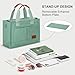 KKXIU Oversize Canvas Tote Bag for Women with Zipper and Compartments Crossbody Work Bible Messenger Purse Bag With Pockets - Green