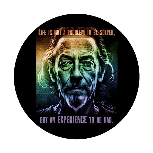 Alan Watts Quote Life Is Not A Problem To be Solved Artwork PopSockets Swappable PopGrip, Black - Image 3