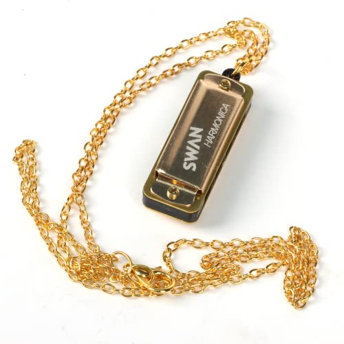Kadirosa Mini Harmonica Keychain 4 Holes 8 Tones Mouth Organ Metal Chain Harmonica Gift For Adults, Beginners, Kids (Gold) #TOP1