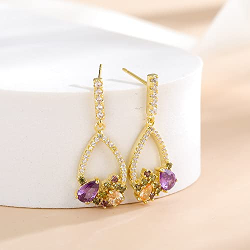 Boucle d'oreille femme en goutte avec pierre incrustée chic - 5