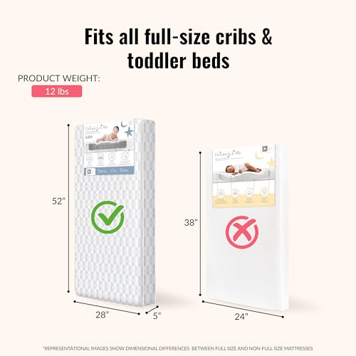 Image of Dream On Me Twilight Baby Crib Mattress, GREENGUARD Gold, Made in USA | Waterproof Cover, 88 Coil Spring Support, BSA Verified, ASTM & CPSC Tested, Fits Full Size Crib and Toddler Bed 52 inchx28 inchx5 inch