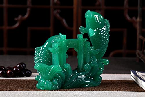 Seyee-Bro 4.7Inch Fengshui Fish Statue - Wealth Carp Treasure Good Fortune Lucky Auspicious Home Office Decor Collection Gift #TOP7