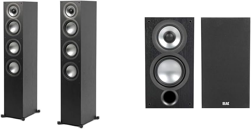 ELAC Uni-Fi 2.0 UF52 Floorstanding Speaker and UB52 Bookshelf Speakers Bundle, Black