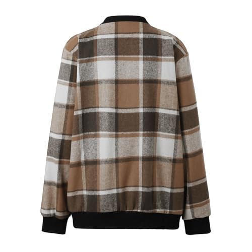 Veste décontractée à carreaux devant ouvert et coupe ample ultra confortable - 4