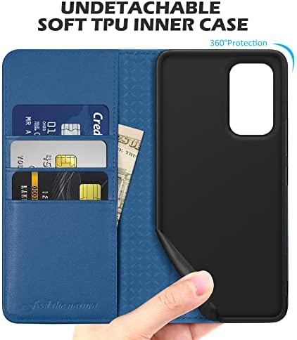 SHIELDON Case for Galaxy A53 5G, Genuine Leather Wallet Case with [Credti Card Holder][RFID Blocking][Stand Function][TPU Shell] Magnetic Flip Cover Compatible with Galaxy A53 6.5" 2022, Royal Blue