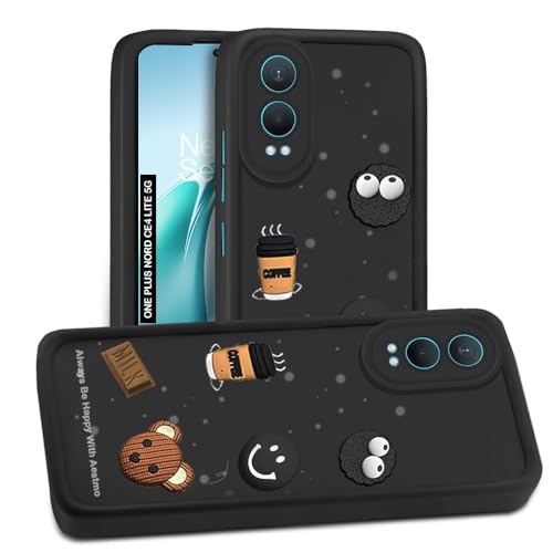 Image of AESTMO Back Case Cover for OnePlus Nord CE 4 Lite 5G Cover | Cute Fun Cartoon 3D Ball | Coffee Silicone Case | Full Body Protection | Camera Protection Back Cover for OnePlus Nord CE 4 Lite 5G (Black)