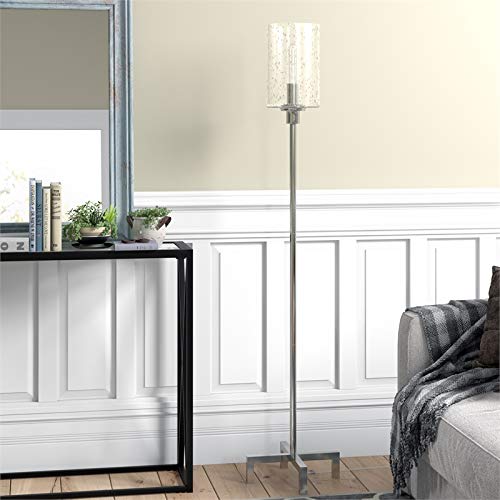 Panos 66.25" Tall Floor Lamp With Glass Shade In Polished Nickel/Clear #TOP6