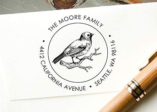 Pre-Inked Custom Stamp, Bird on a Branch Wedding Invitation Return Address Stamp