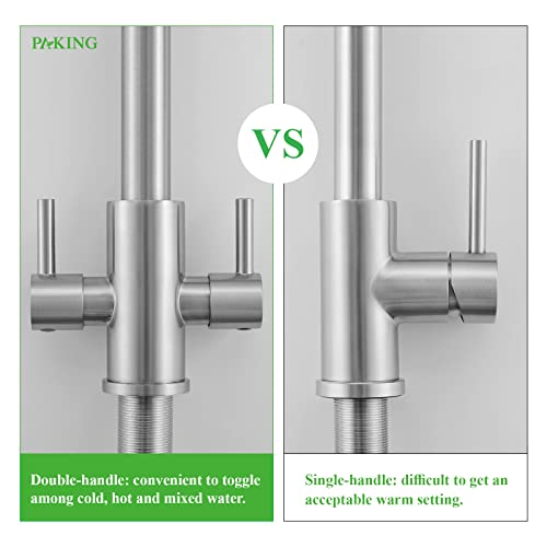 Kitchen Faucet, Kitchen Sink Faucet, 2 Handles Sink Faucet, Faucet, Kitchen Faucet Pull Down, Faucet With Sprayer, Bar Faucet, Stainless Steel, Brushed Nickel, Paking #TOP3
