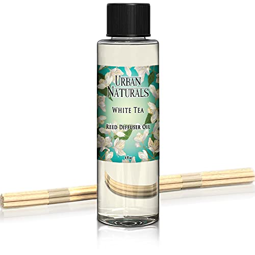 Urban Naturals White Tea Scented Oil Reed Diffuser Refill | Includes a Free Set of Reed Sticks! 4 oz.