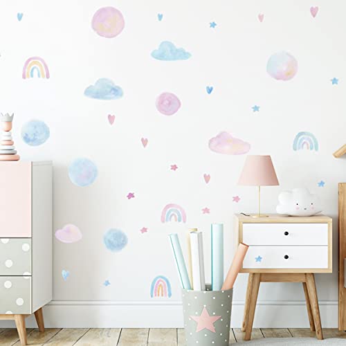 Rainbow Cloud With Polka Dots Wall Stickers, Rainbow Wall Decals For Girls Bedroom Nursery Kids Room Classroom Daycare And Party Decoration #TOP3