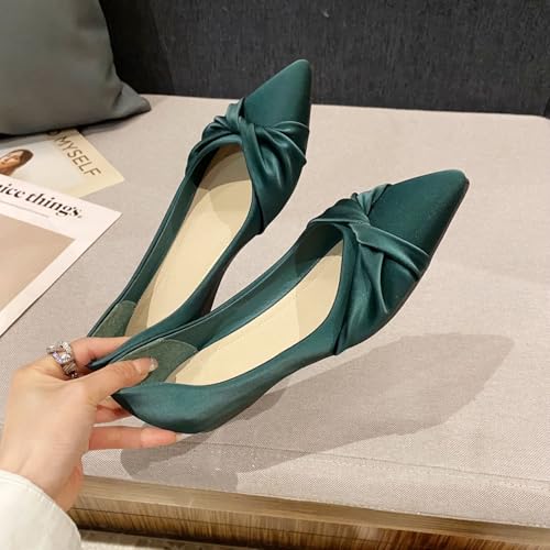 Womens Pointed-Toe Bow Flats Soft Mary Jane Ballet Flats for Women Dressy Shoes3