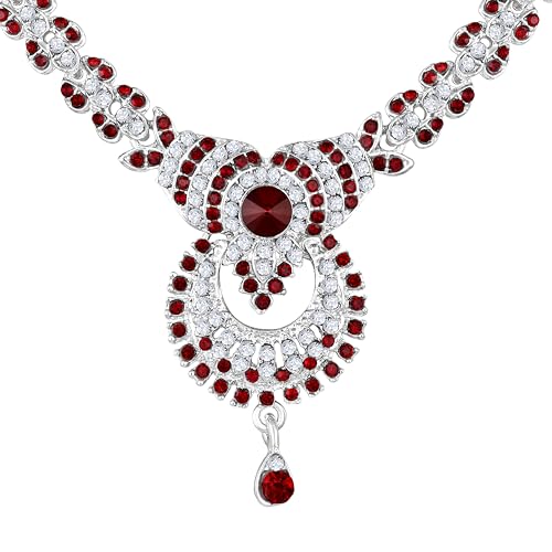 Image of Atasi International Delightful Rhodium Silver Plated Alloy Choker Necklace Set For Women