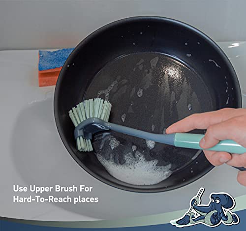 Dsv Standard Scrubber Brush Dish For Kitchen With Stiff, Durable Bristles - Kitchen Sink Cleaning, 2-Sided Scrubbing Brush For Pots, Pans - Kitchen Dish Brush With Long Handle (Pack Of 1) #TOP2